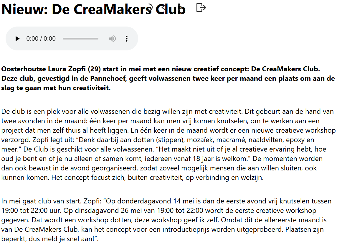Weekblad Oosterhout: Nieuw: De CreaMakers Club